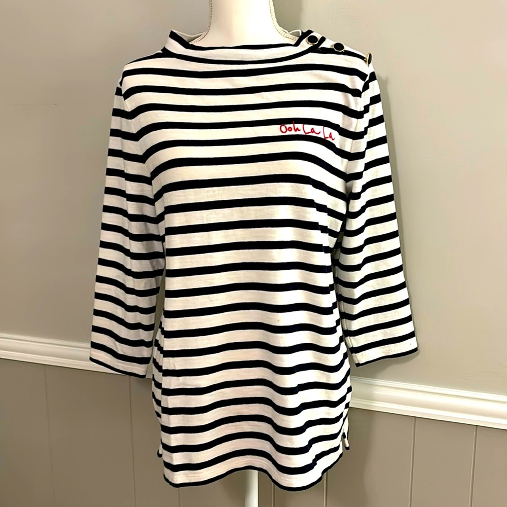 Talbots striped ooh LaLa tee. Size M. NWT
